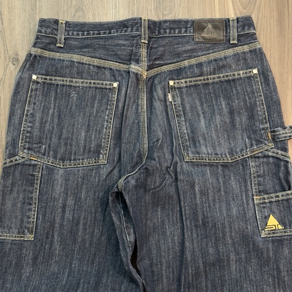 VINTAGE Levi's Silvertab Baggy Wide Leg Carpenter Jeans Mens 36x34(32) Blue Y2K - Picture 3 of 10